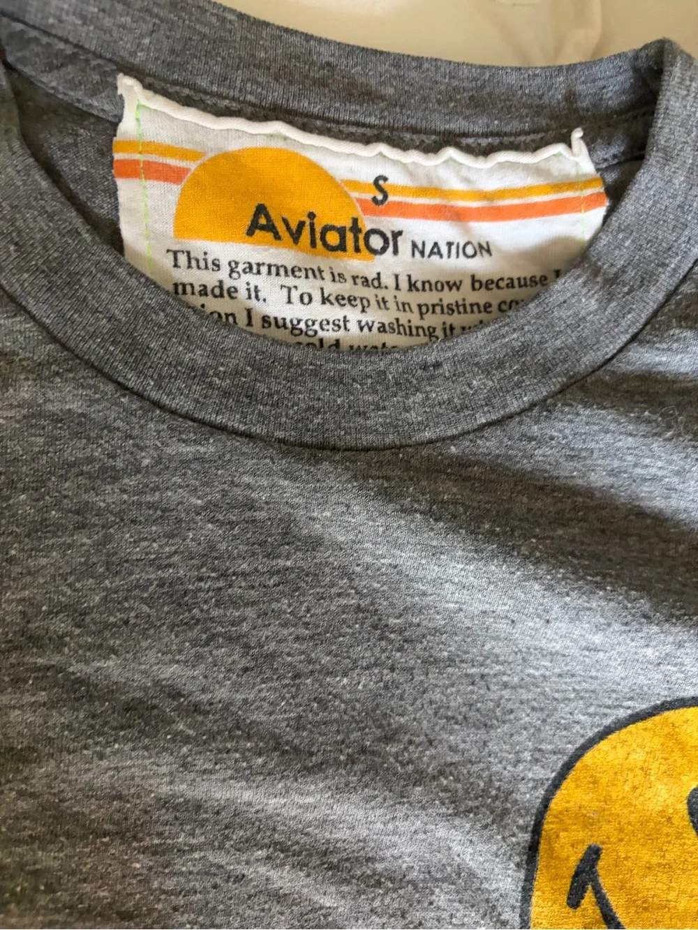 Aviator Nation Gray T‑Shirt with Yellow Smiley - Picture 2 of 4